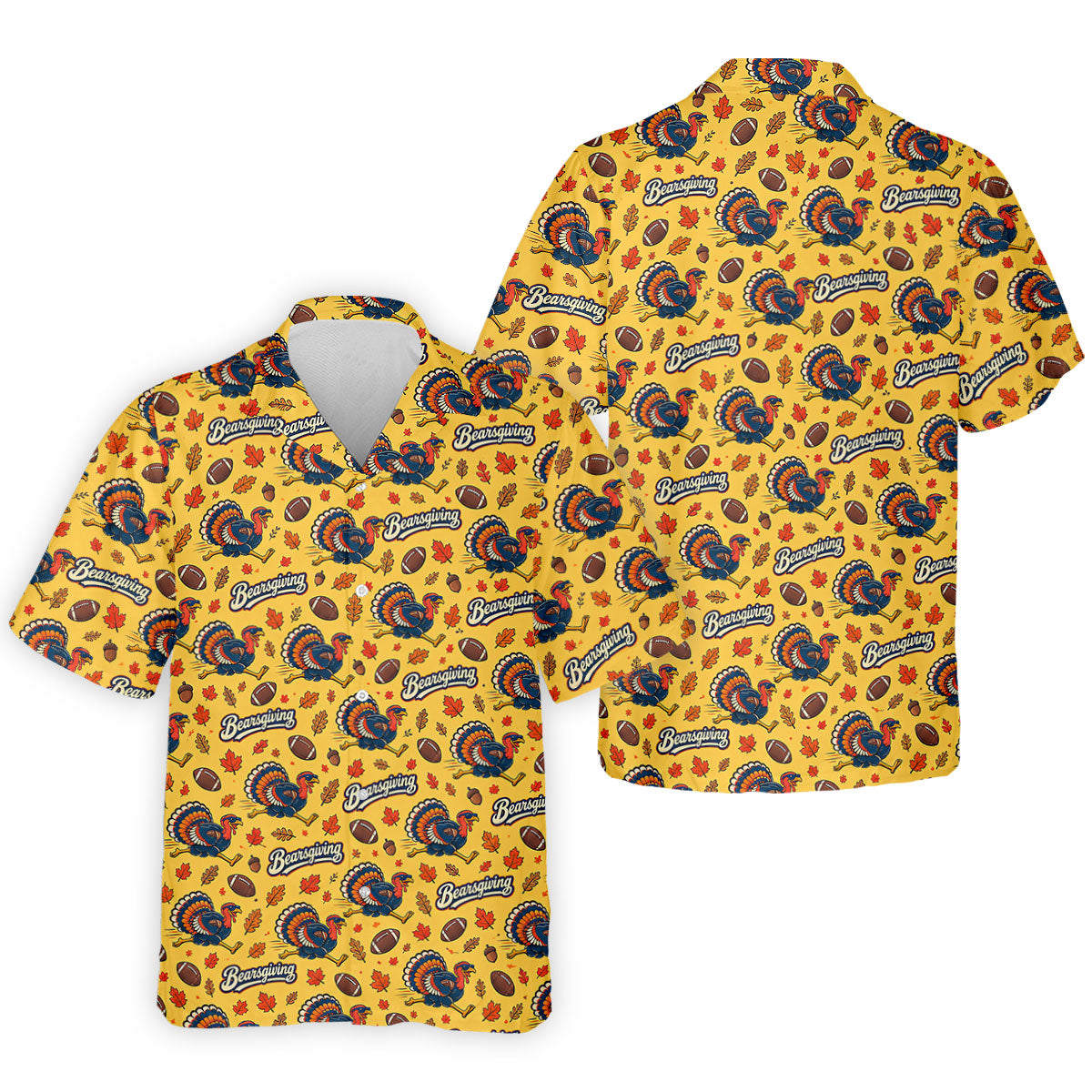 Yellow Turkey Leaves Thanksgiving Golf Shirt, Funny Mens Golf Shirts, Mens Golf Polo