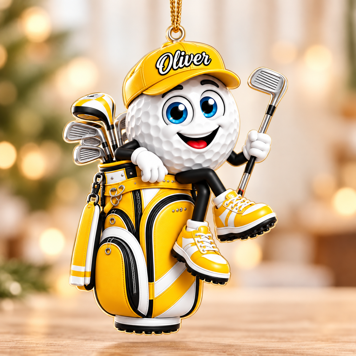 Custom Name Golf Ball In Golf Bag Acrylic Ornament, Christmas Gifts, Golf Lover Gifts