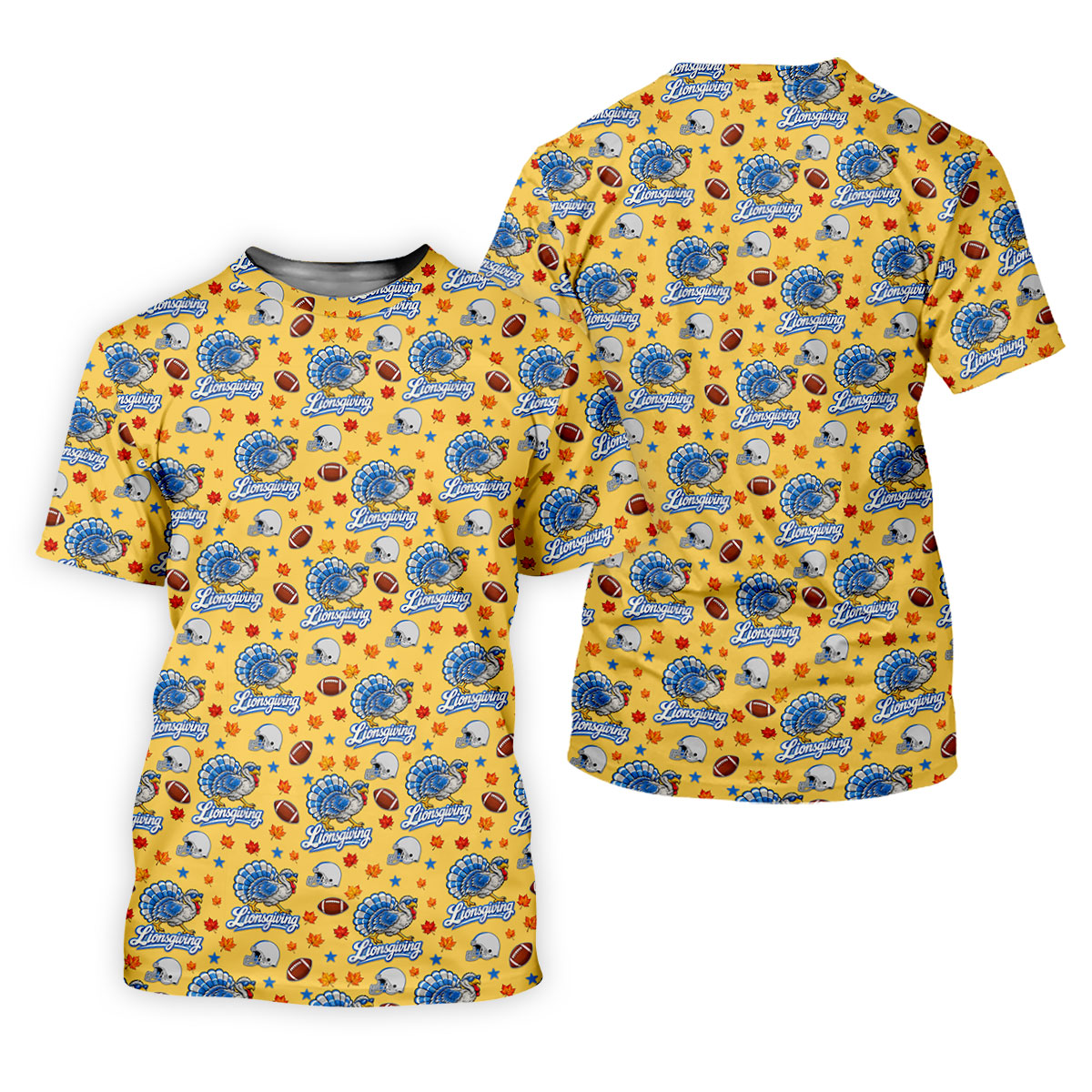 Lionsgiving Thanksgiving Golf Shirt, Golf Shirts For Men, Mens Holiday Golf Shirts