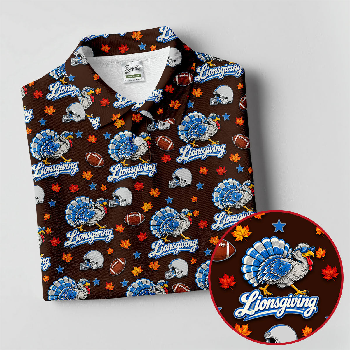 Lionsgiving Thanksgiving Golf Shirt, Golf Shirts For Men, Funny Mens Golf Shirts