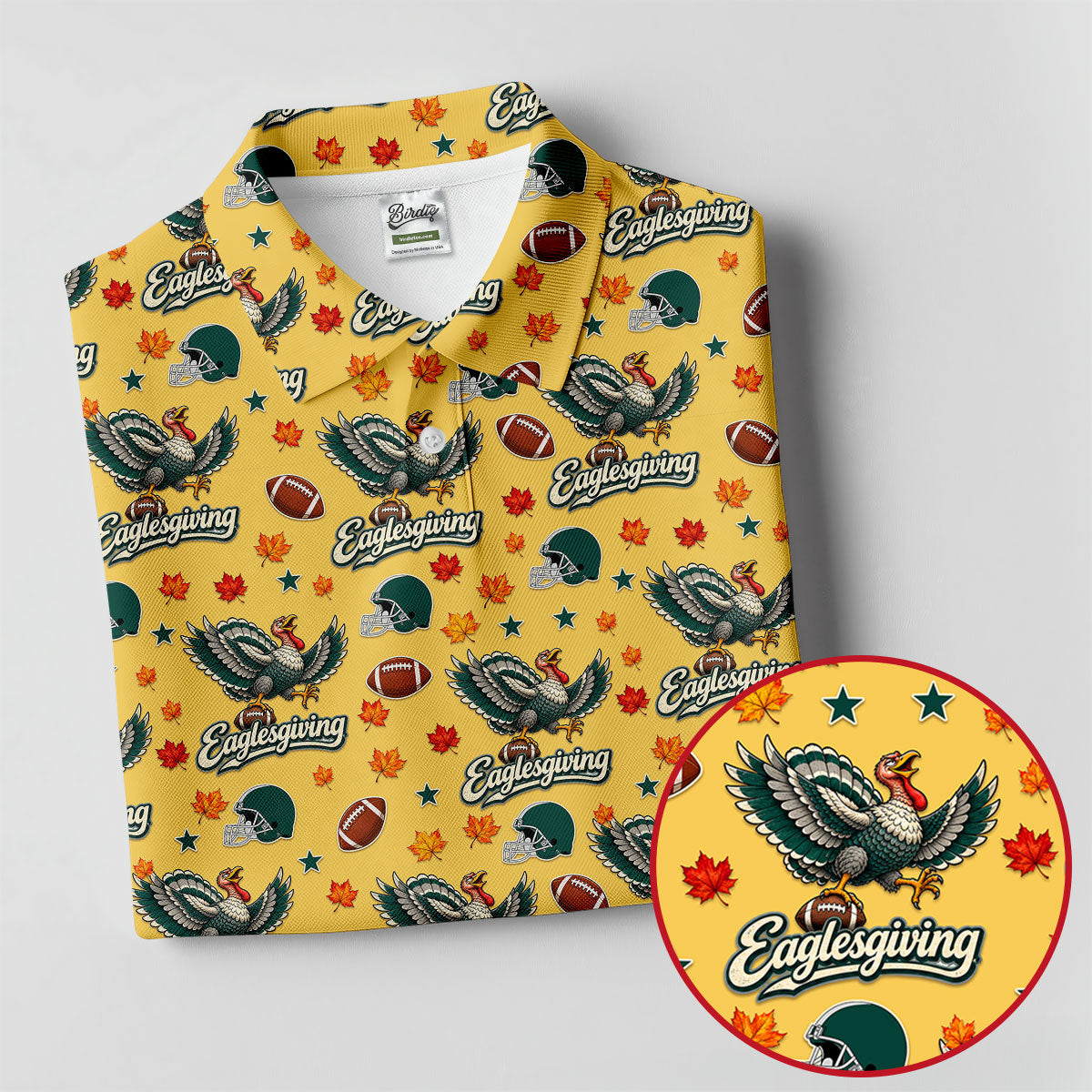 Eaglesgiving Thanksgiving Golf Shirt, Golf Shirts For Men, Mens Holiday Golf Shirts