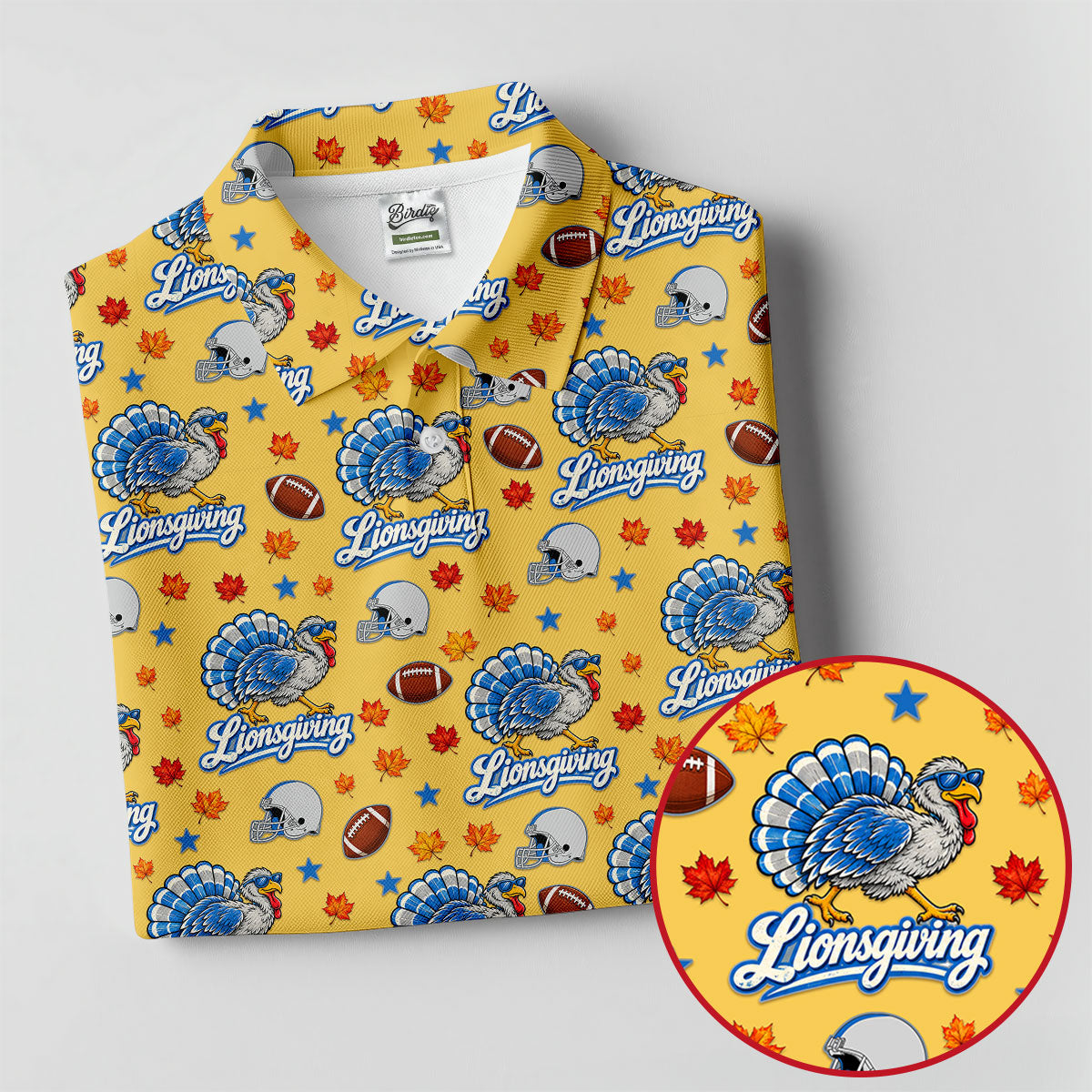 Lionsgiving Thanksgiving Golf Shirt, Golf Shirts For Men, Mens Holiday Golf Shirts
