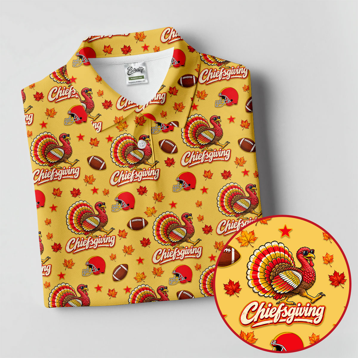 Chiefsgiving Thanksgiving Golf Shirt, Golf Shirts For Men, Mens Holiday Golf Shirts