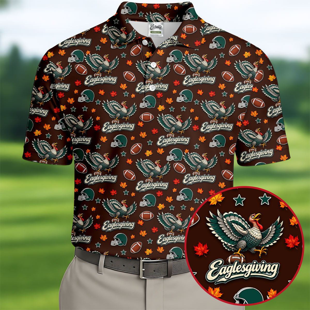 Eaglesgiving Thanksgiving Golf Shirt, Golf Shirts For Men, Funny Mens Golf Shirts