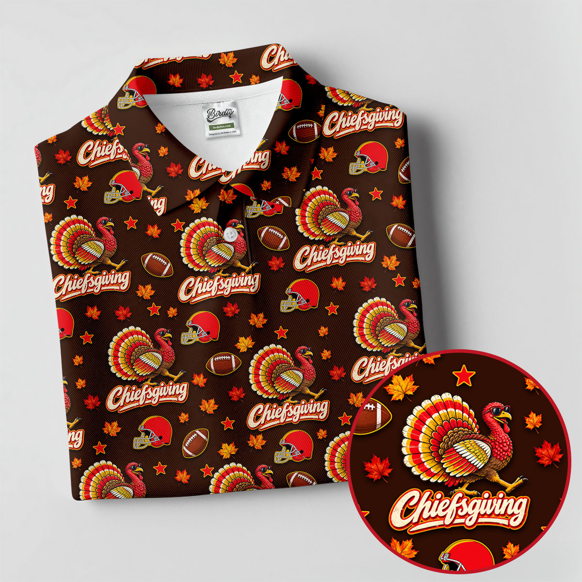 Chiefsgiving Thanksgiving Golf Shirt, Golf Shirts For Men, Funny Mens Golf Shirts