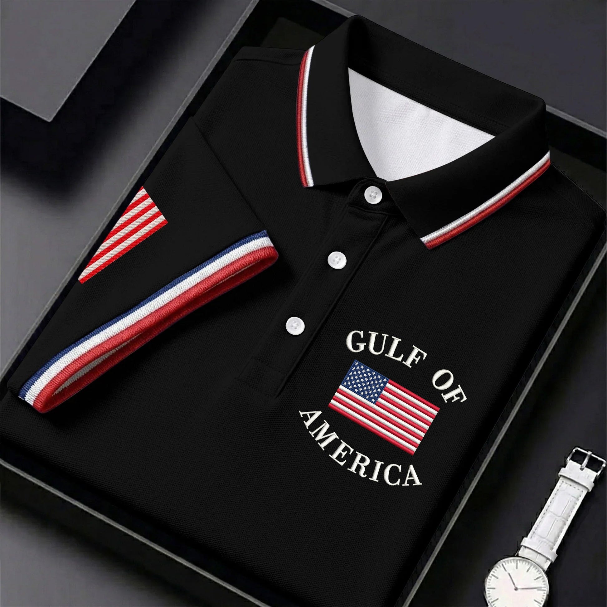 Gulf Of America Patriotic Golf Shirt, 4th Of July Golf Shirt, 250 Years Polo Shirtor Men