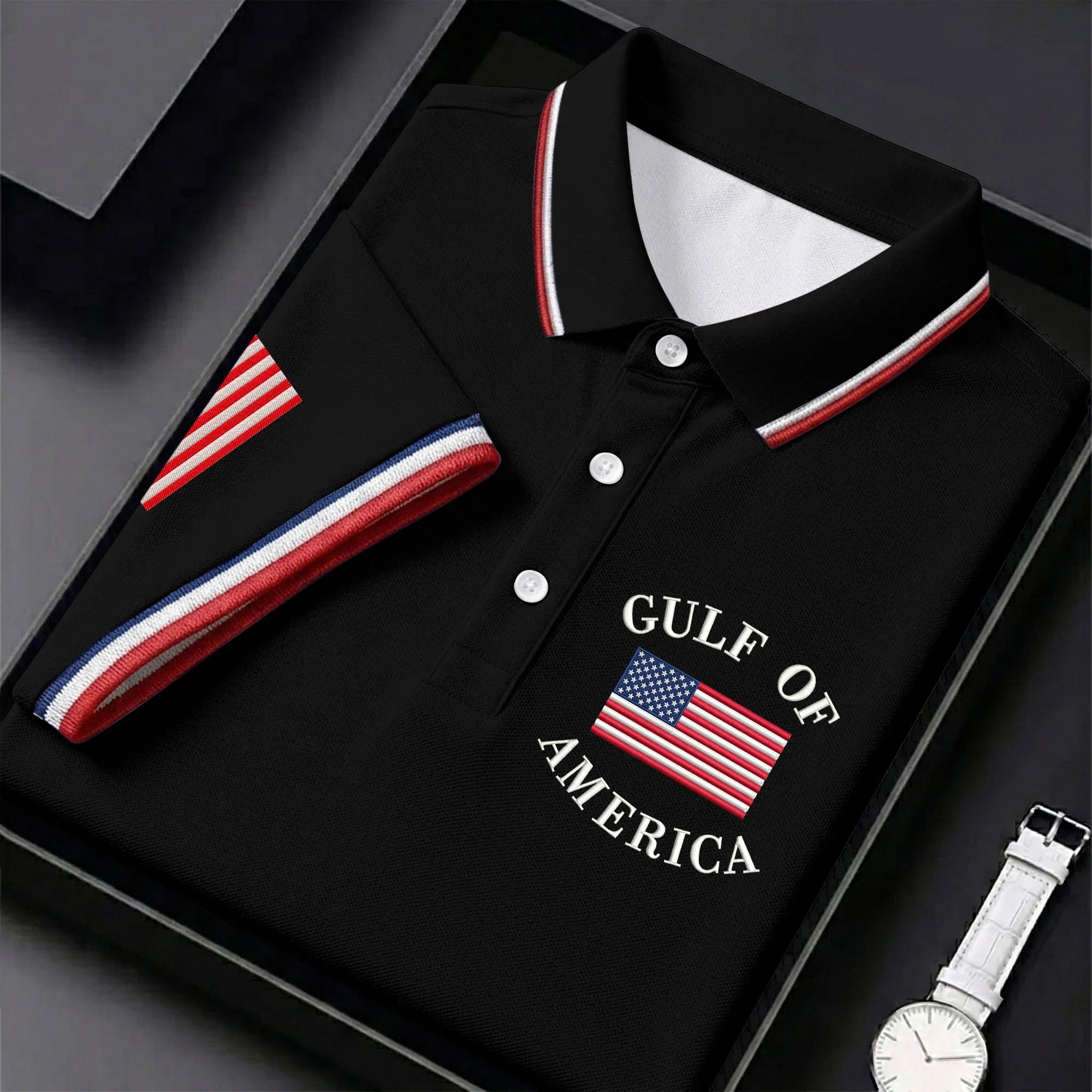 Gulf Of America Patriotic Golf Shirt, 4th Of July Golf Shirt, 250 Years Polo Shirtor Men