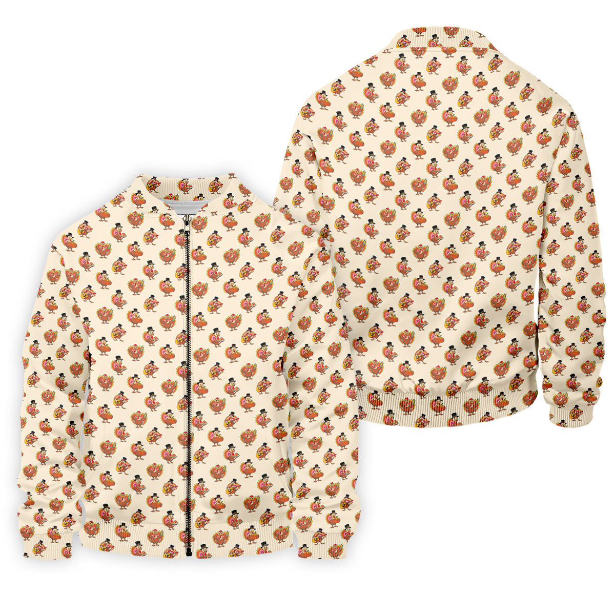 Festive Turkey Thanksgiving Holiday Beige Golf Tops For Men, Polo Shirtor Men, Golf Gift For Men