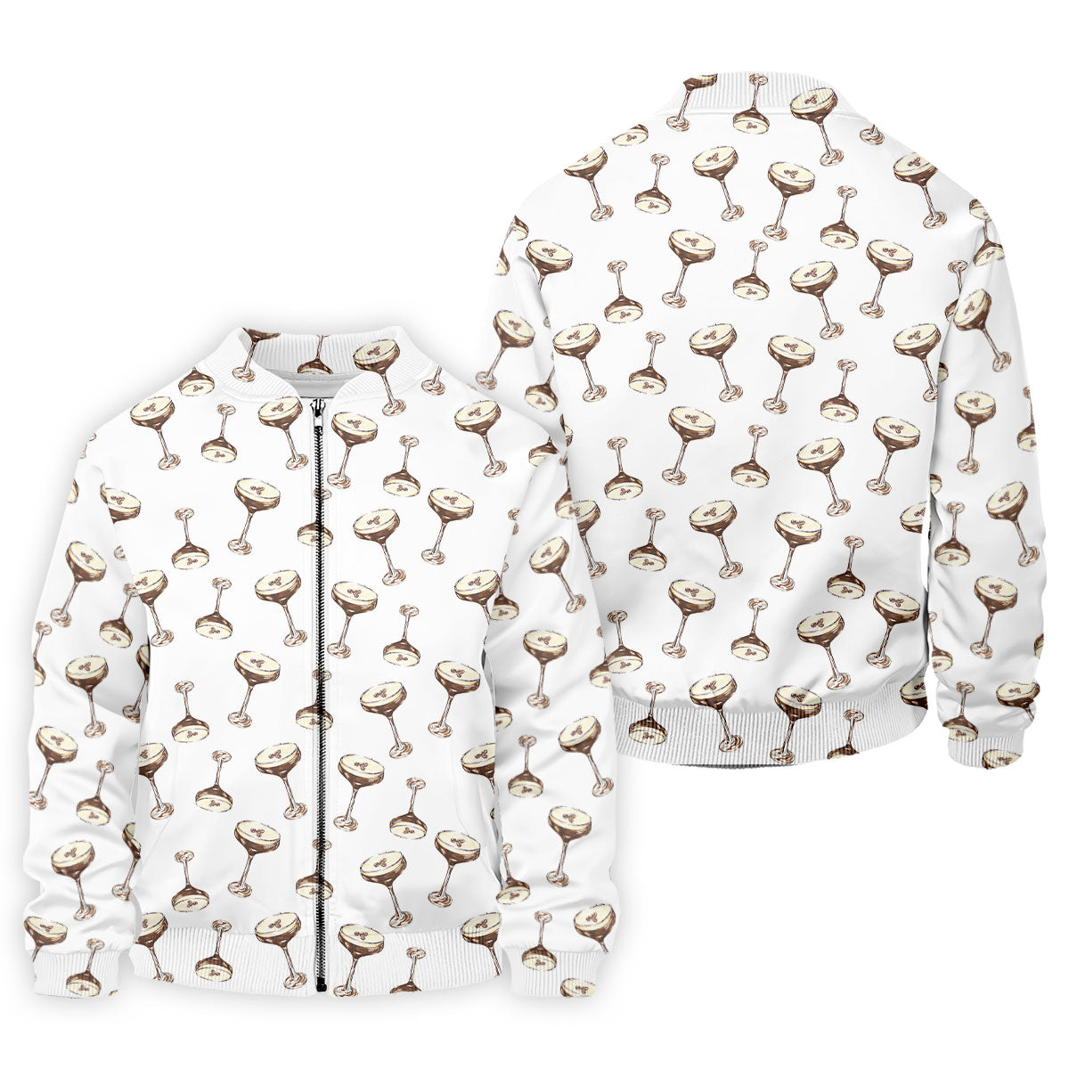 Expresso Martini Doodle Seamless Pattern Hawaiian Golf Shirt, Polo Shirt Men