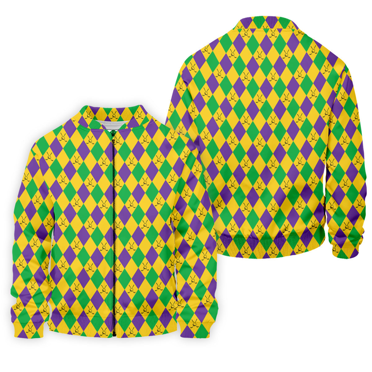 Green Gold Purple Argyle Pattern Mardi Gras Golf Shirt, Polo Shirt Men, Golf Shirts For Men