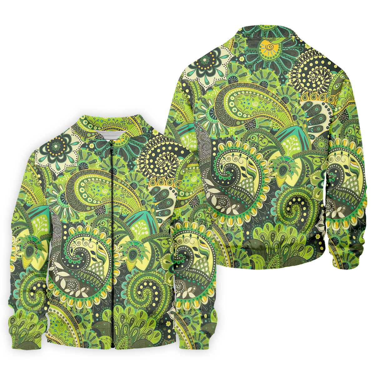 Paisley Print Green Golf Shirt, Golf Tops For Men, Polo ShirtFor Men, Golf Shirts For Men