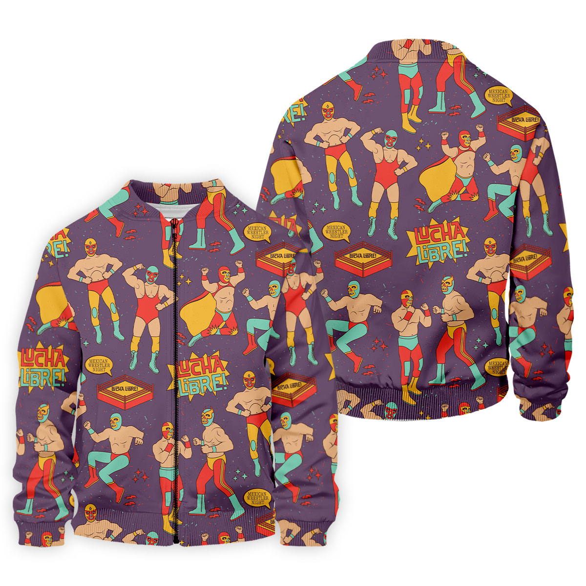 Purple Lucha Libre Mexican Wrestler Pattern Golf Shirt, Men's Golf Shirt, Mens Polo Shirts
