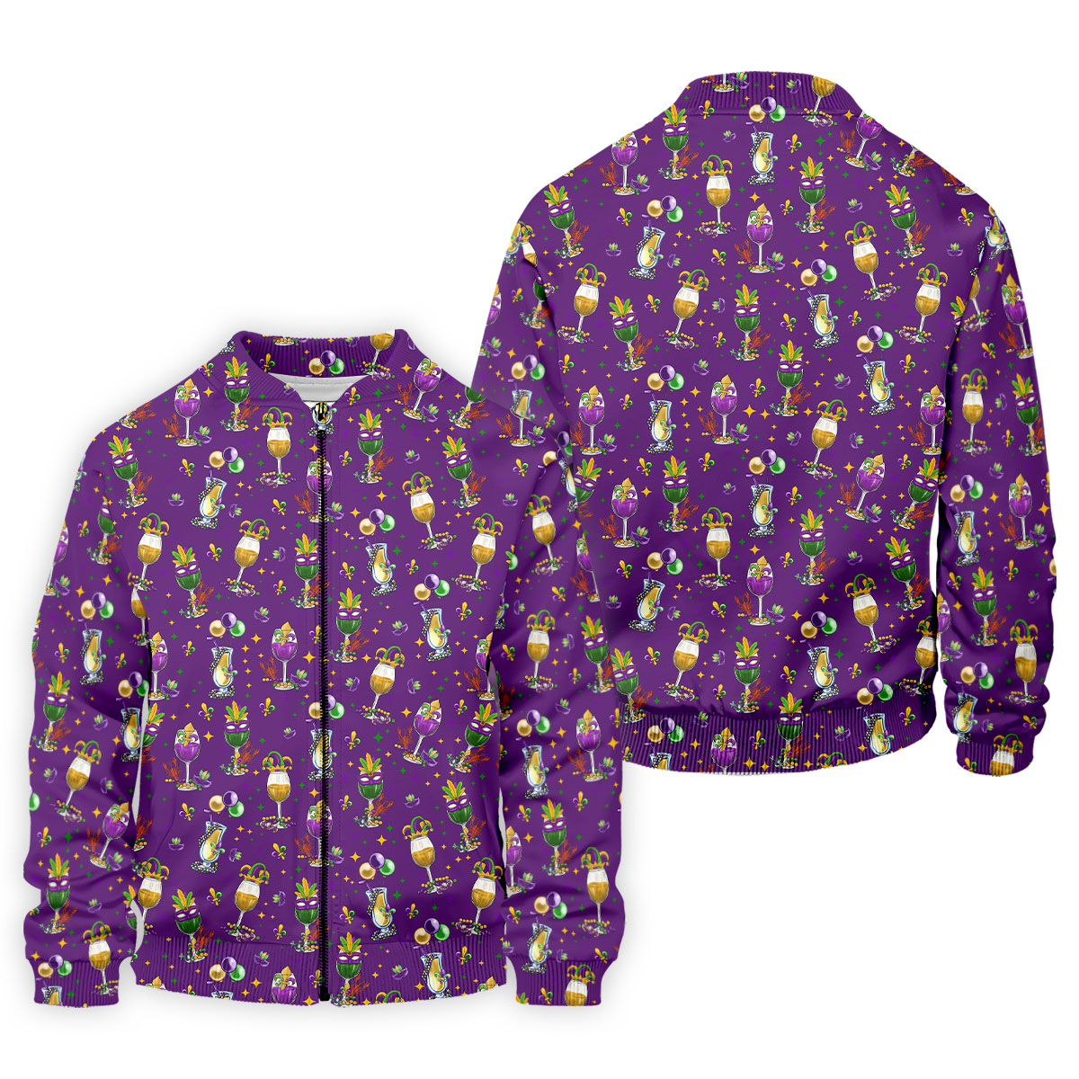 Mardi Gras Wine Glass Beaded Garland Fleur De Lis Purple Golf Shirt, Polo ShirtFor Men, Golf Shirts For Men