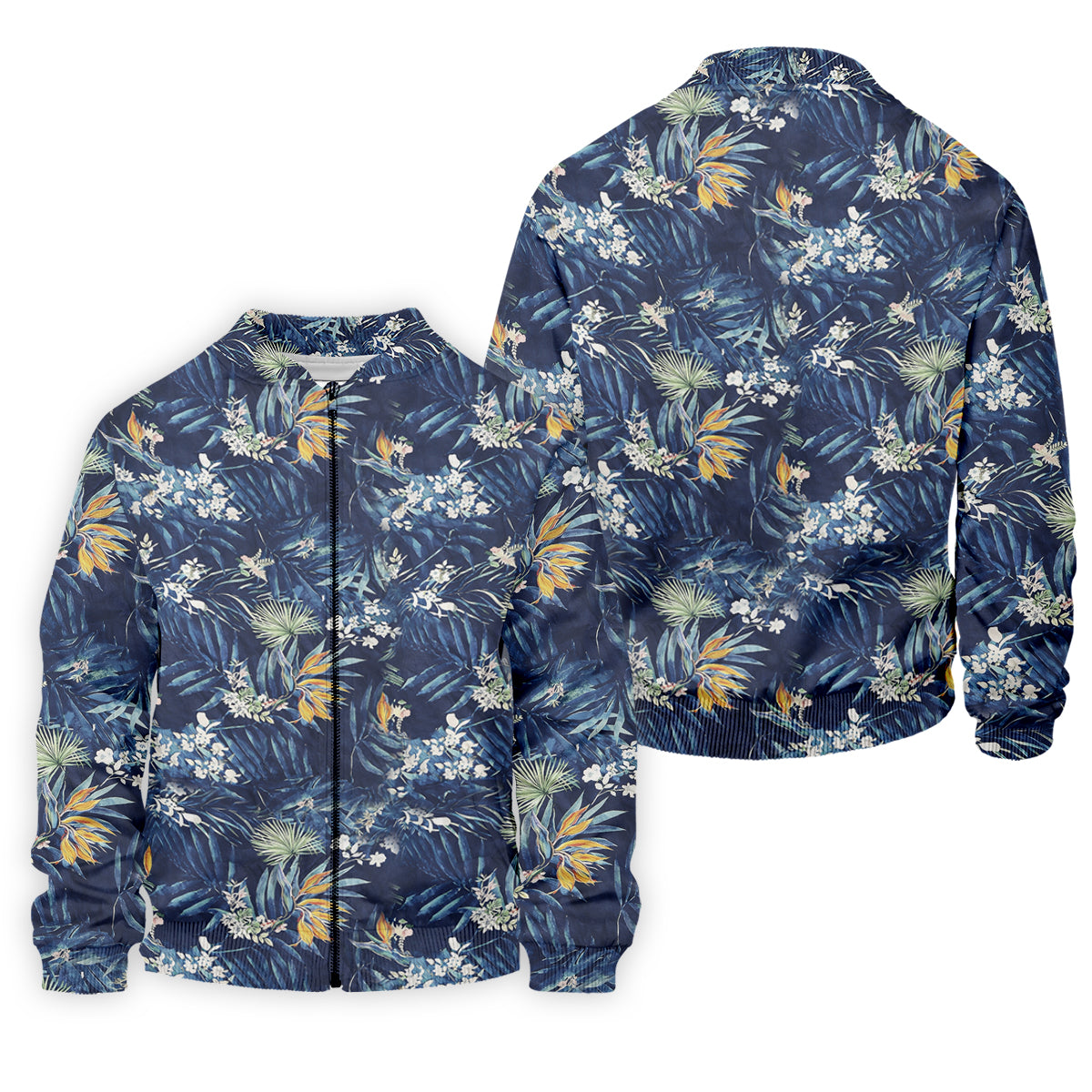Navy Palm Tropical Hawaiian Vibe Golf Tops For Men, Golf Shirts For Men, Golf Gift For Men