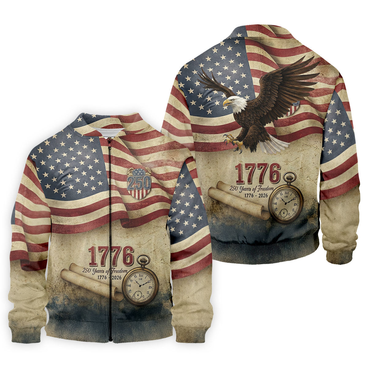 250 Years Of Freedom Vintage Golf Shirt, 4th Of July Patriotic Golf Shirts For Men