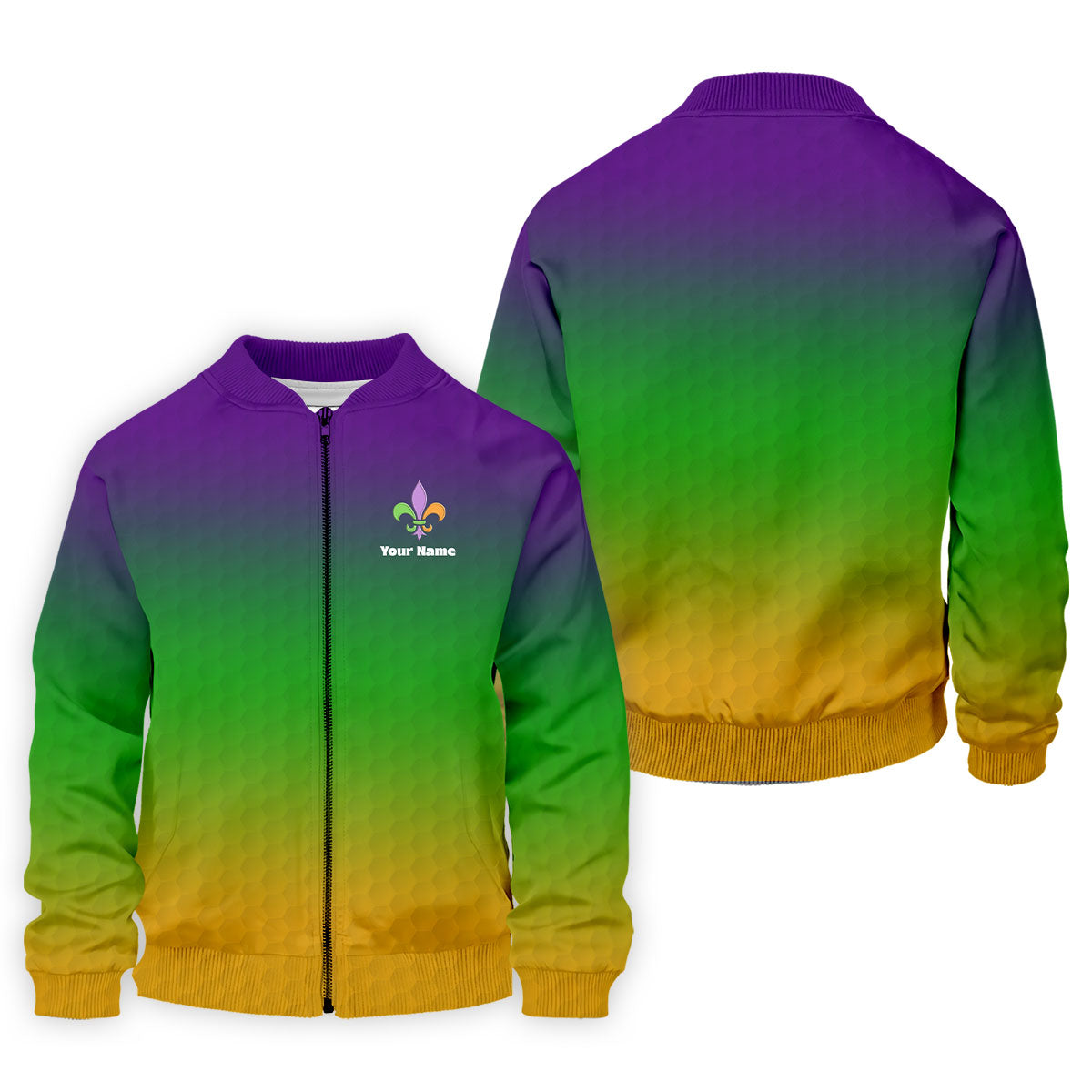 Mardi Gras Purple Gold Green Blended Color Golf Ball Pattern Golf Tops For Men, Polo ShirtFor Men
