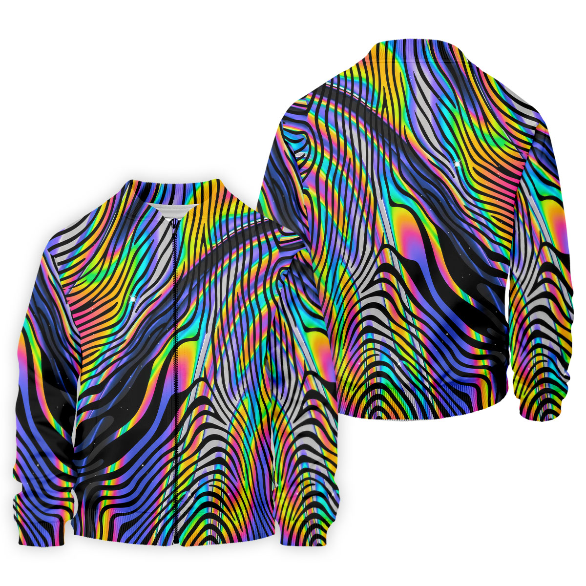 Rainbow Neon LGBT Support Zebra Pattern Golf Tops For Men, Pride Month Golf Shirts For Men