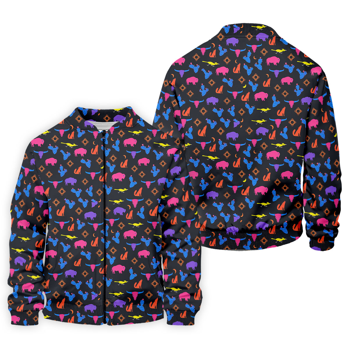 Neon Desert Cactus Buffalo Hawaiian Golf Shirt, Mens Golf Polo, Printed Golf Shirts