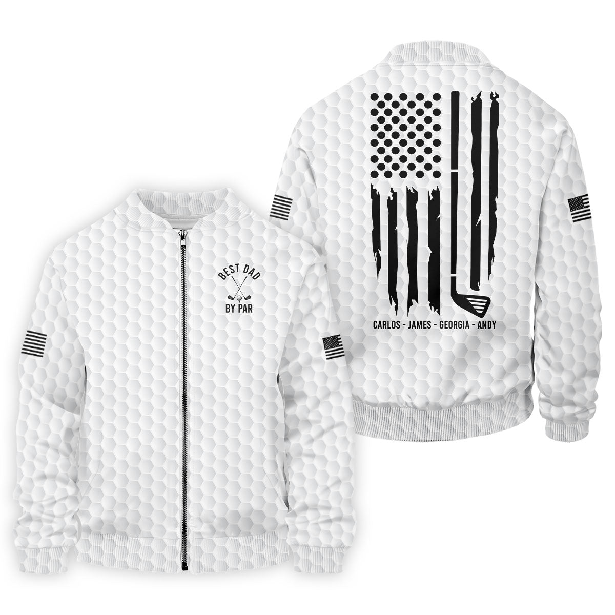 Best Dad By Par US Flag Pattern Father's Day Golf Shirt, Golf Gift For Dad, Polo Shirt Men