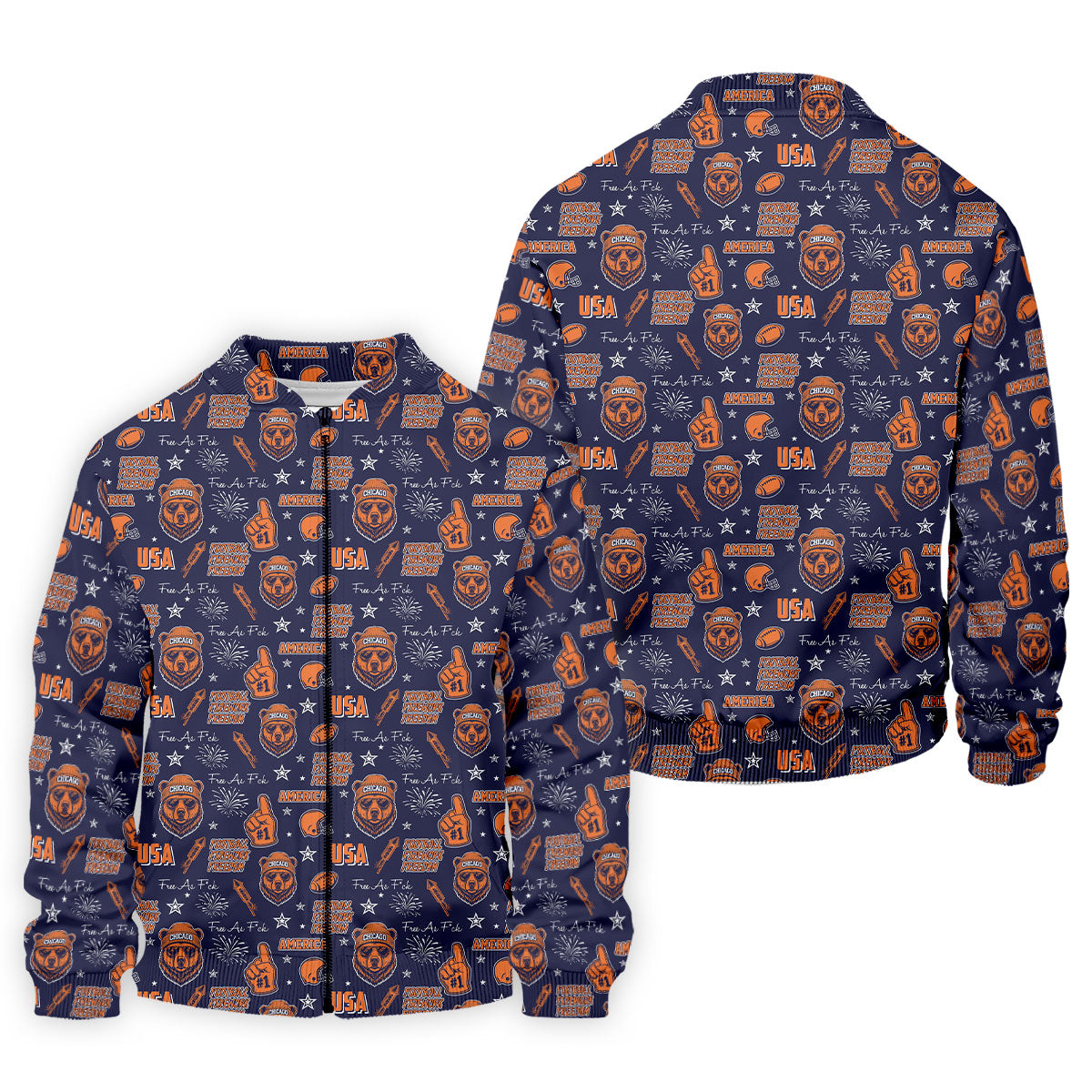 Cool Bear Beanie And Glasses Orange And Navy Blue Sport Polo, American Football League Gift Ideas For Football Fans
