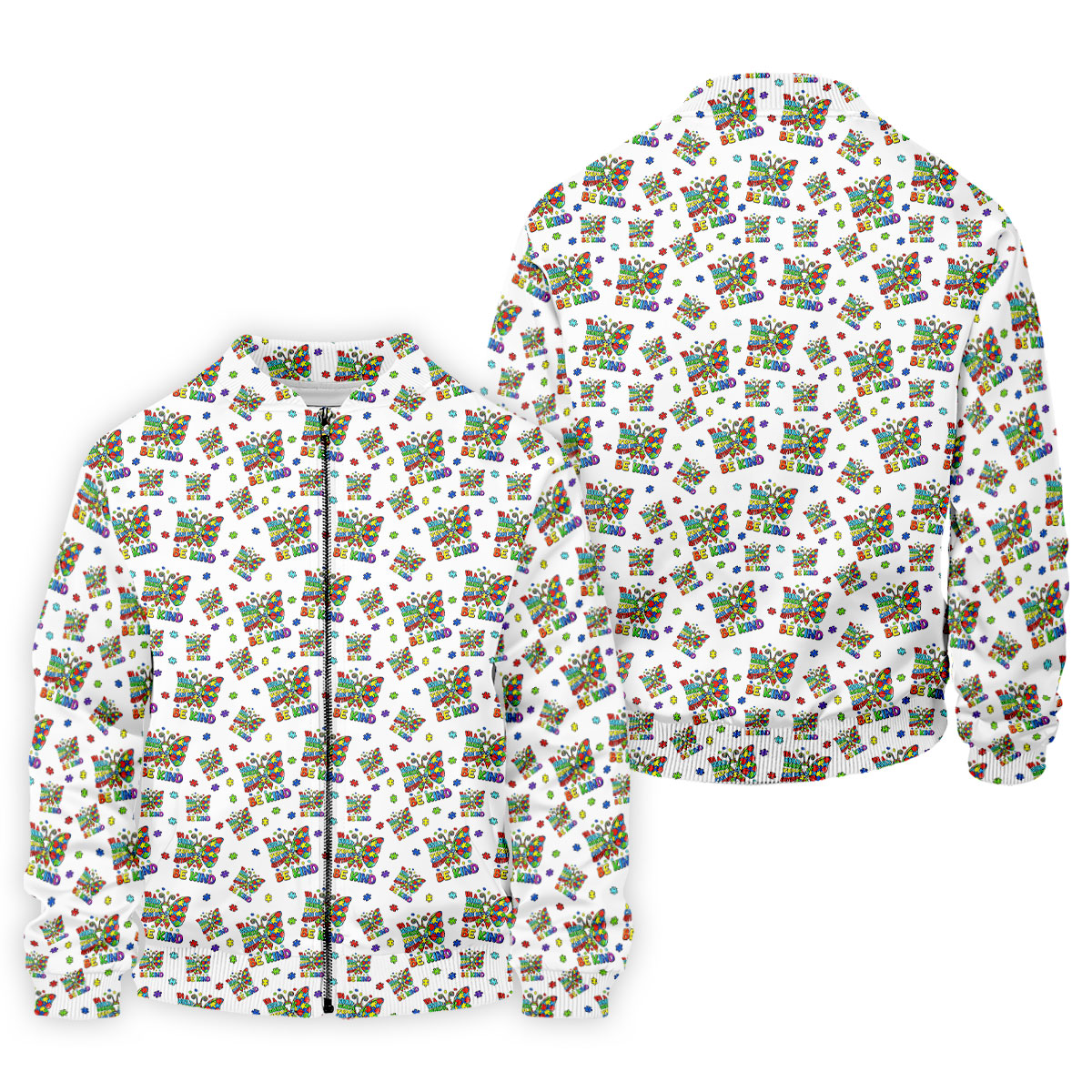 In A World Where You Can Be Anything Be Kind Rainbow Butterfly Autism Awareness White Golf Shirt, Golf Shirts For Men