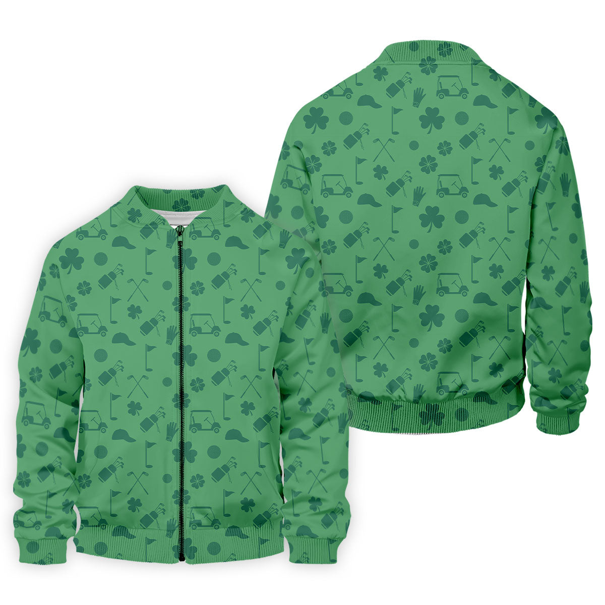 Dark Green Golf Items Seamless Pattern St. Patrick’s Day Shamrock Golf Shirt, Golf Shirts For Men