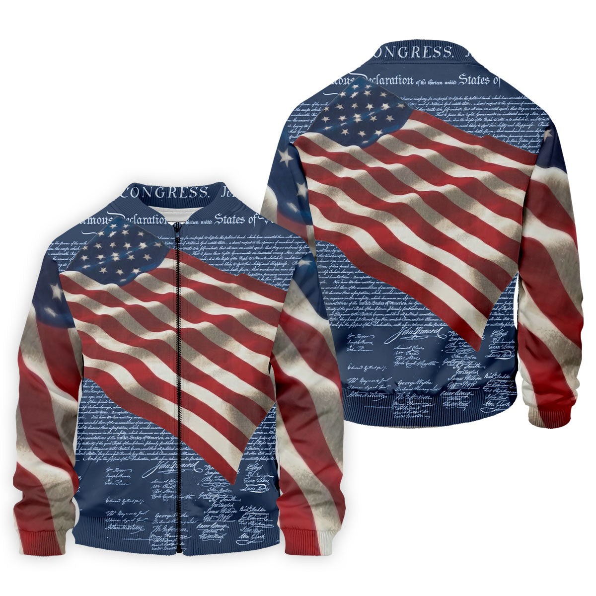 Patriotic American Flag Declaration Of Independence 4th Of July Navy Golf Shirt, 250th Anniversary Polo ShirtFor Men
