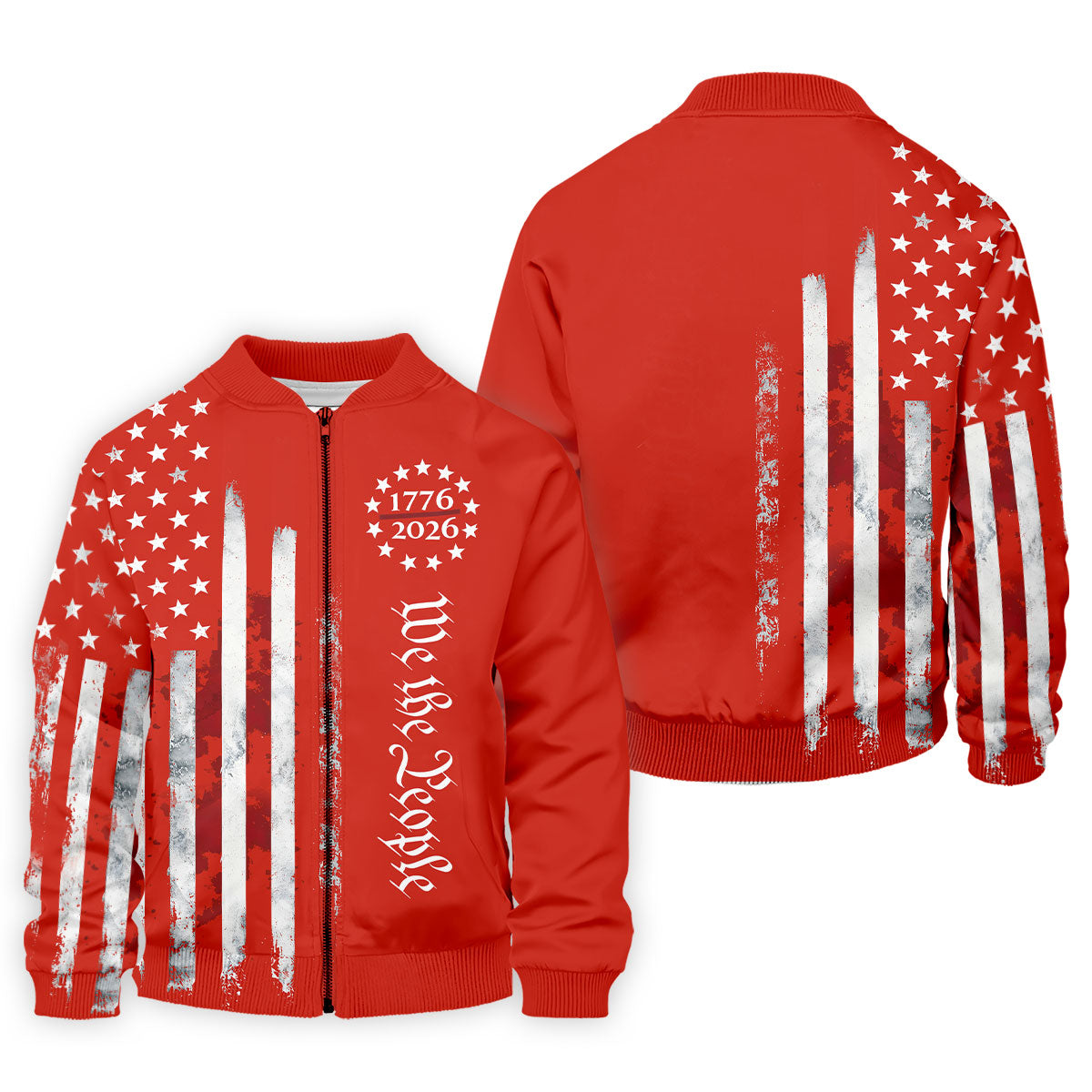 We The People Distressed Flag Patriotic Red Golf Shirt, 250 Years 4th Of July Golf Shirts For Men