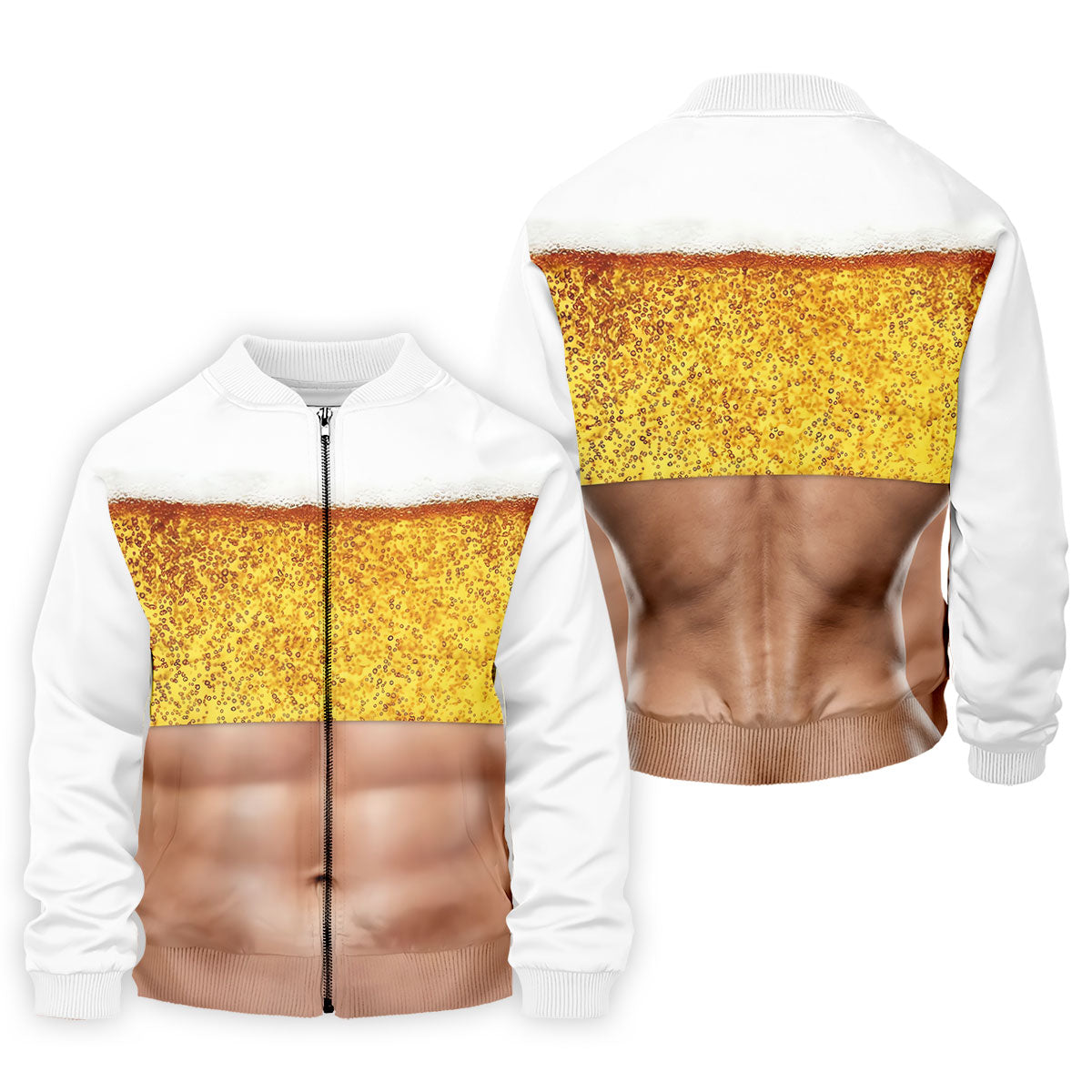 Bubbly Beer Foam Faux Abs Sleeveless Crop Golf Shirt, Printed Golf Shirts, Mens Golf Apparel