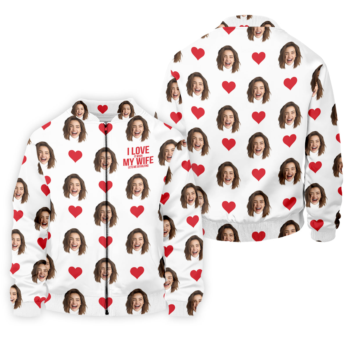I Love It When My Wife Let Me Golfing Custom Photo White Golf Shirt, Valentines Golf Gift, Fun Golf Shirts For Men