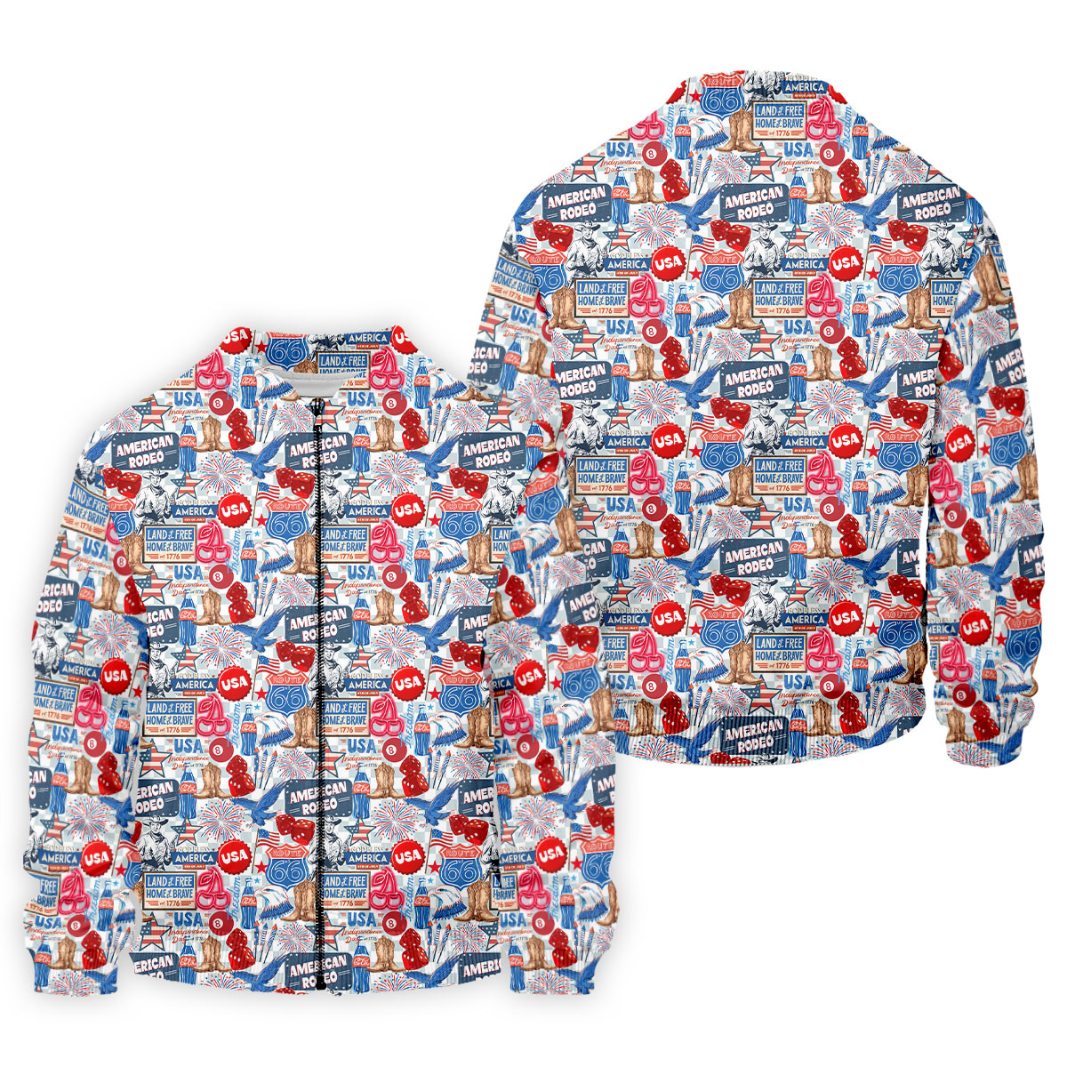 American Rodeo Western Theme Patriotic 4th Of July Golf Shirt, 250th Anniversary Golf Shirts For Men