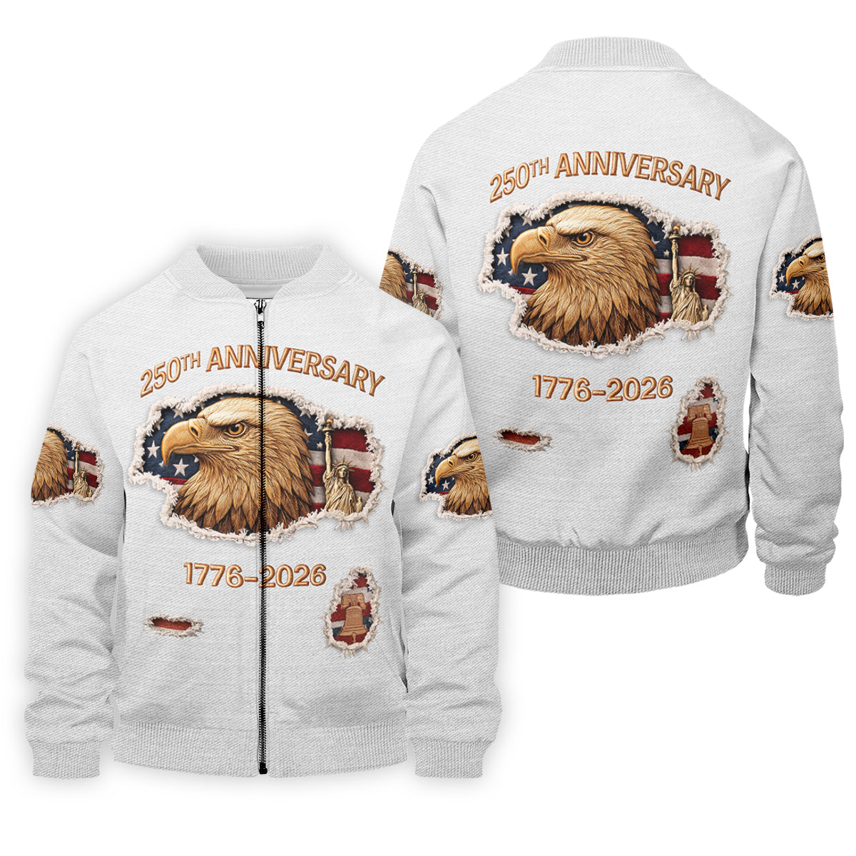 250th Anniversary 1776-2026 American Flag And Eagle Golf Tops For Men, Patriotic Golf Shirt, Golf Shirts For Men