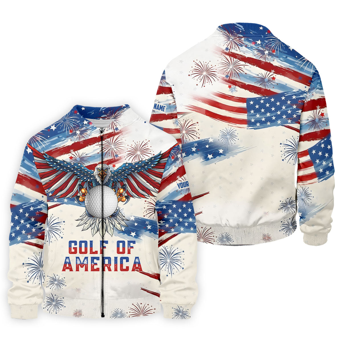 Golf Of America 250th Anniversary Red White Blue Brush Stripes Patriotic 4th Of July Golf Shirts For Men