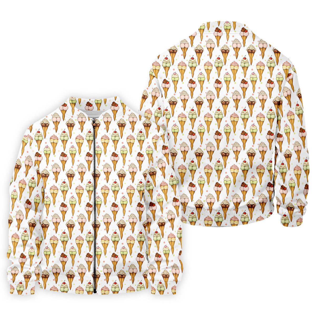 Adult Humor Ice Cream Golf Shirt, Funny Cone Pattern, Golf Shirt For Men