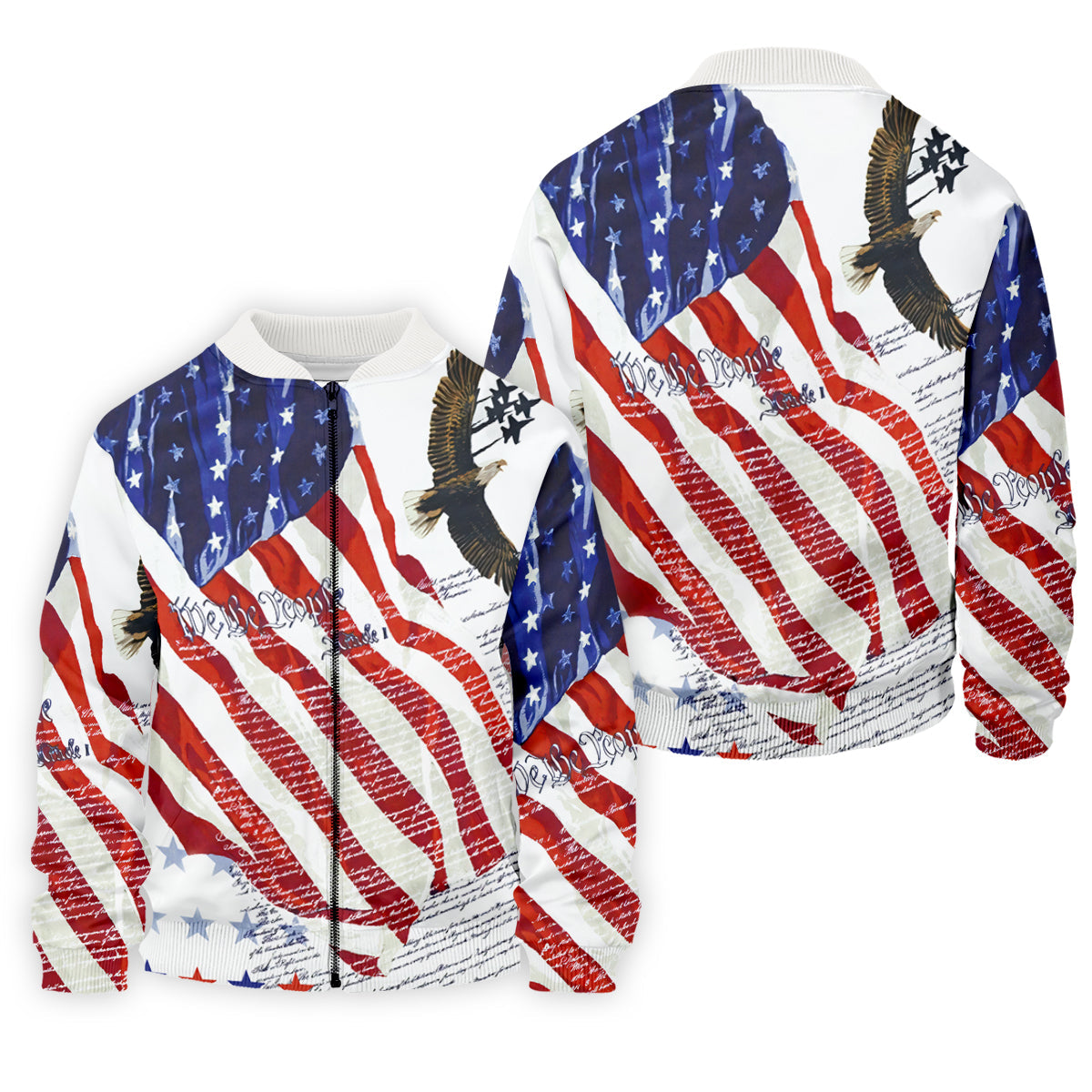 We The People Bald Eagle American Flag Golf Tops For Men, 250th Anniversary Patriotic Golf Shirt