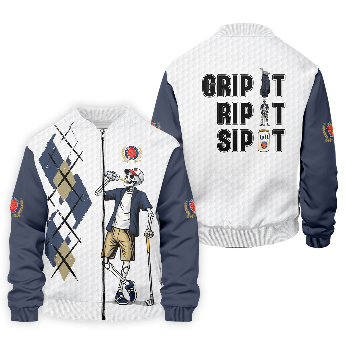 Funny Skeleton Golfer Drinking Beer Polo Shirt, Mens Golf Polo, Golf Apparel For Men