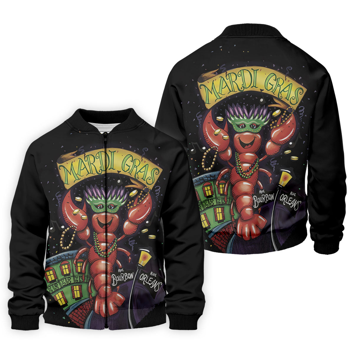 Mardi Gras Crawfish Rue Bourbon Black Golf Shirt, Polo ShirtFor Men, Golf Shirts For Men