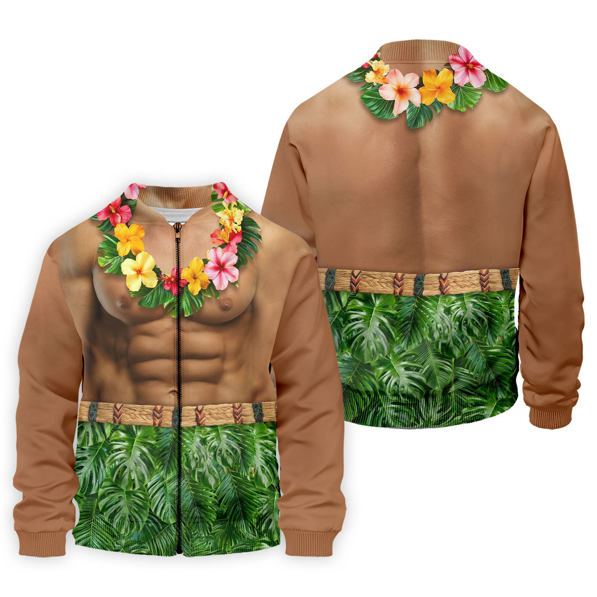 Floral Lei Tropical Theme Party Funny Costume Hawaiian Golf Shirt, Polo Shirtor Men