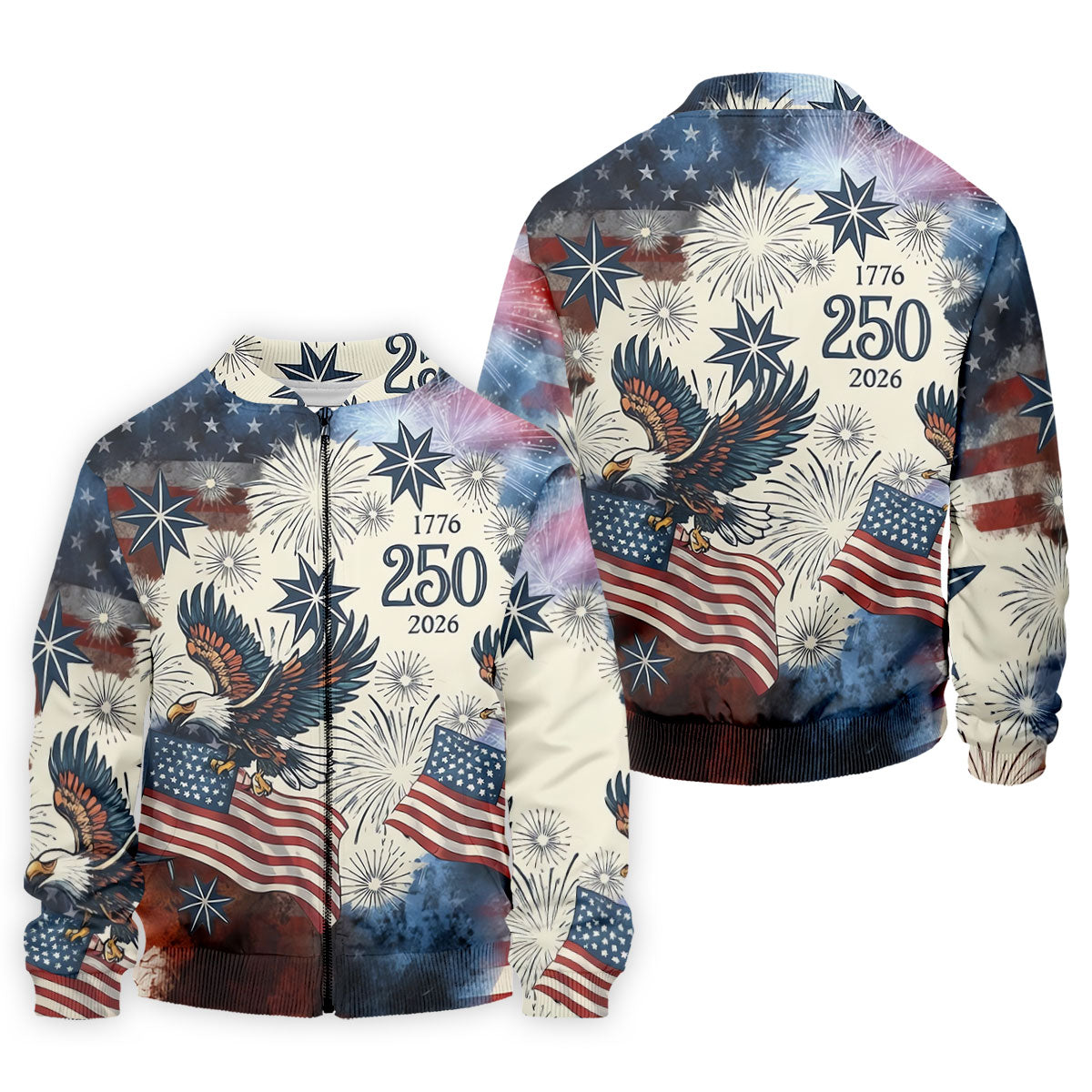 United States 250th Anniversary Patriotic Eagle Vintage Golf Shirt, 4th Of July Golf Shirts For Men