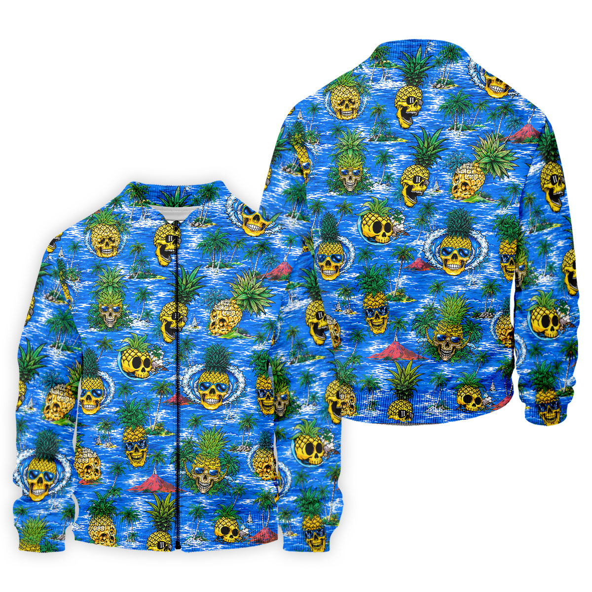 Pineapple Skull Island Ocean Hawaiian Golf Shirt, Hawaiian Golf Shirt, Golf Shirts For Men
