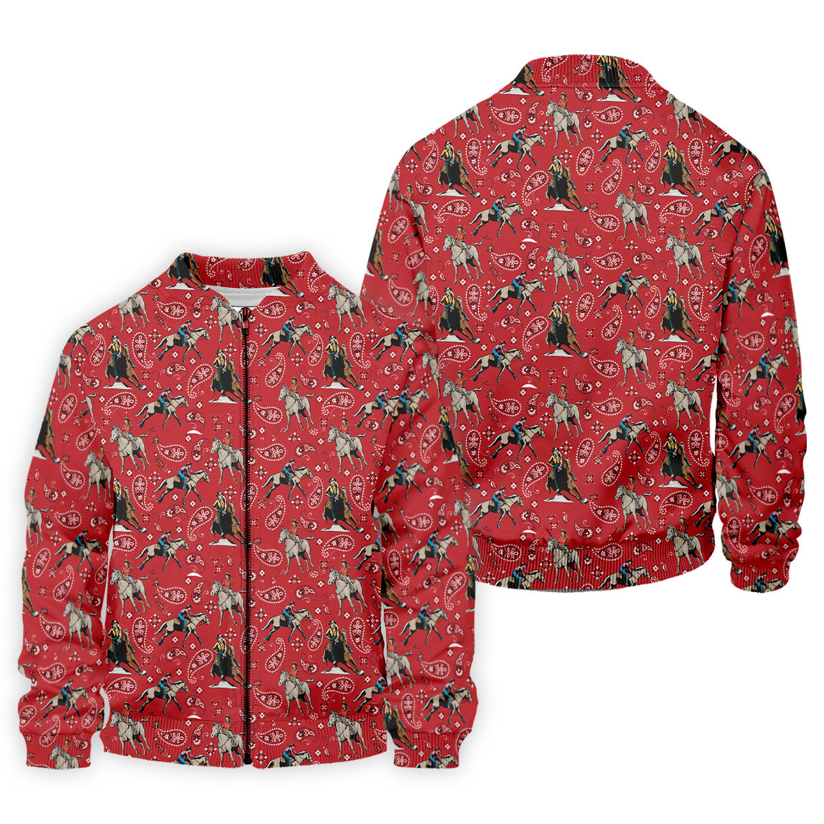 Red Cowboy Horse Paisley Pattern Golf Shirt, Mens Golf Polo, Golf Shirts For Men