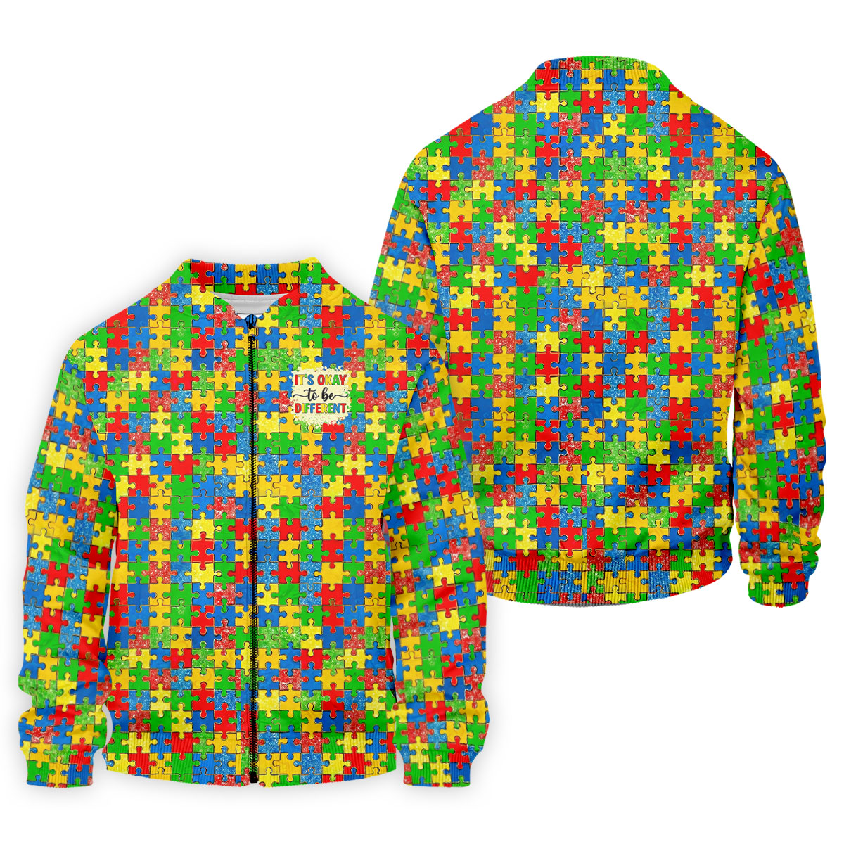 It's Okay To Be Different Colorful Puzzle Pattern Autism Awareness Men's Golf Shirt, Polo ShirtFor Men