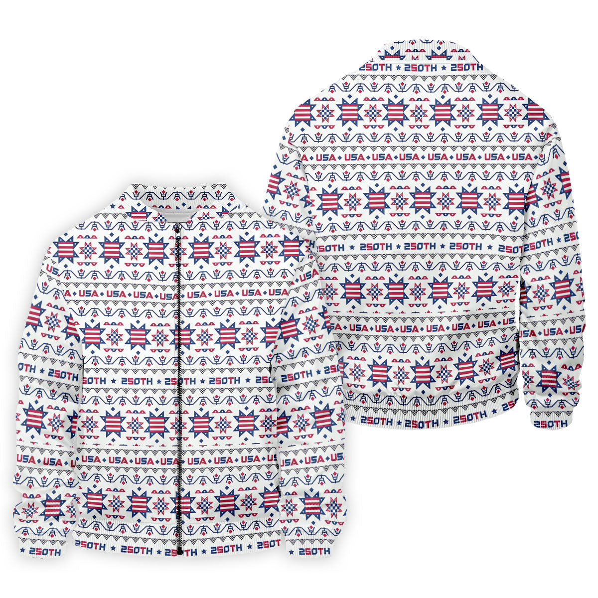 Red White Blue Ohio Star Quilt Pattern 4th Of July Golf Shirts For Men, 250th Anniversary Patriotic Golf Shirt