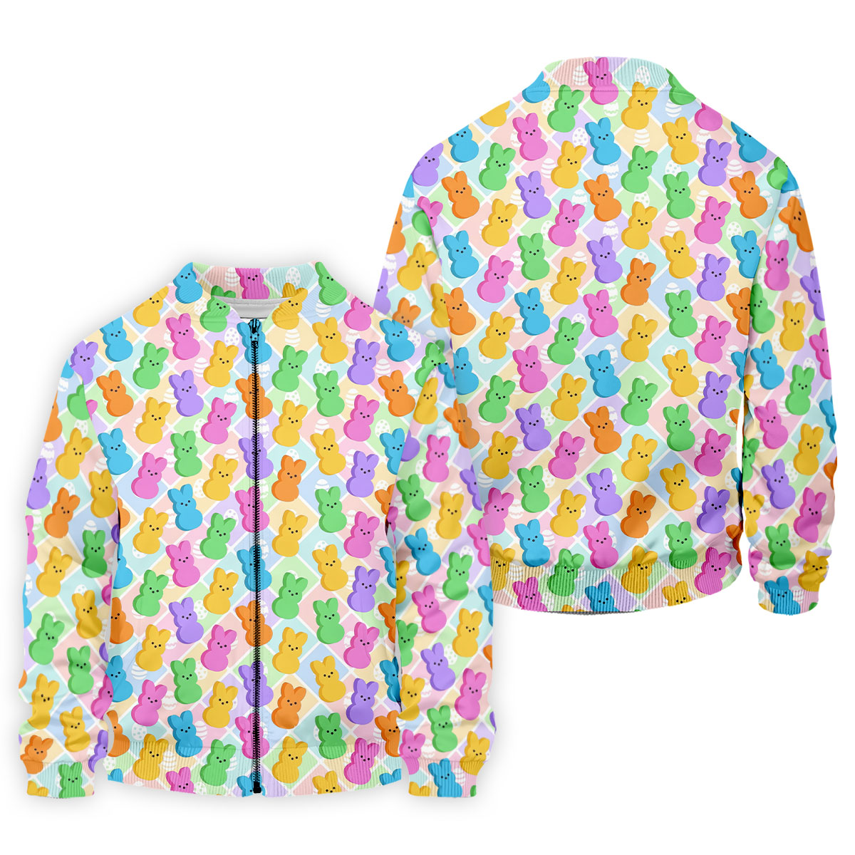 Pastel Easter Peeps Colorful Checkered Golf Shirts For Men, Cute Golf Outfit, Polo ShirtFor Men