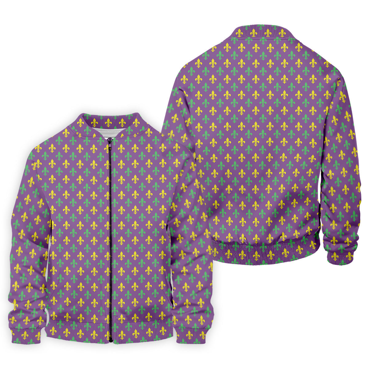 Mardi Gras Theme Green Purple Gold Fleur De Lis Pattern Golf Tops For Men, Golf Gift For Men