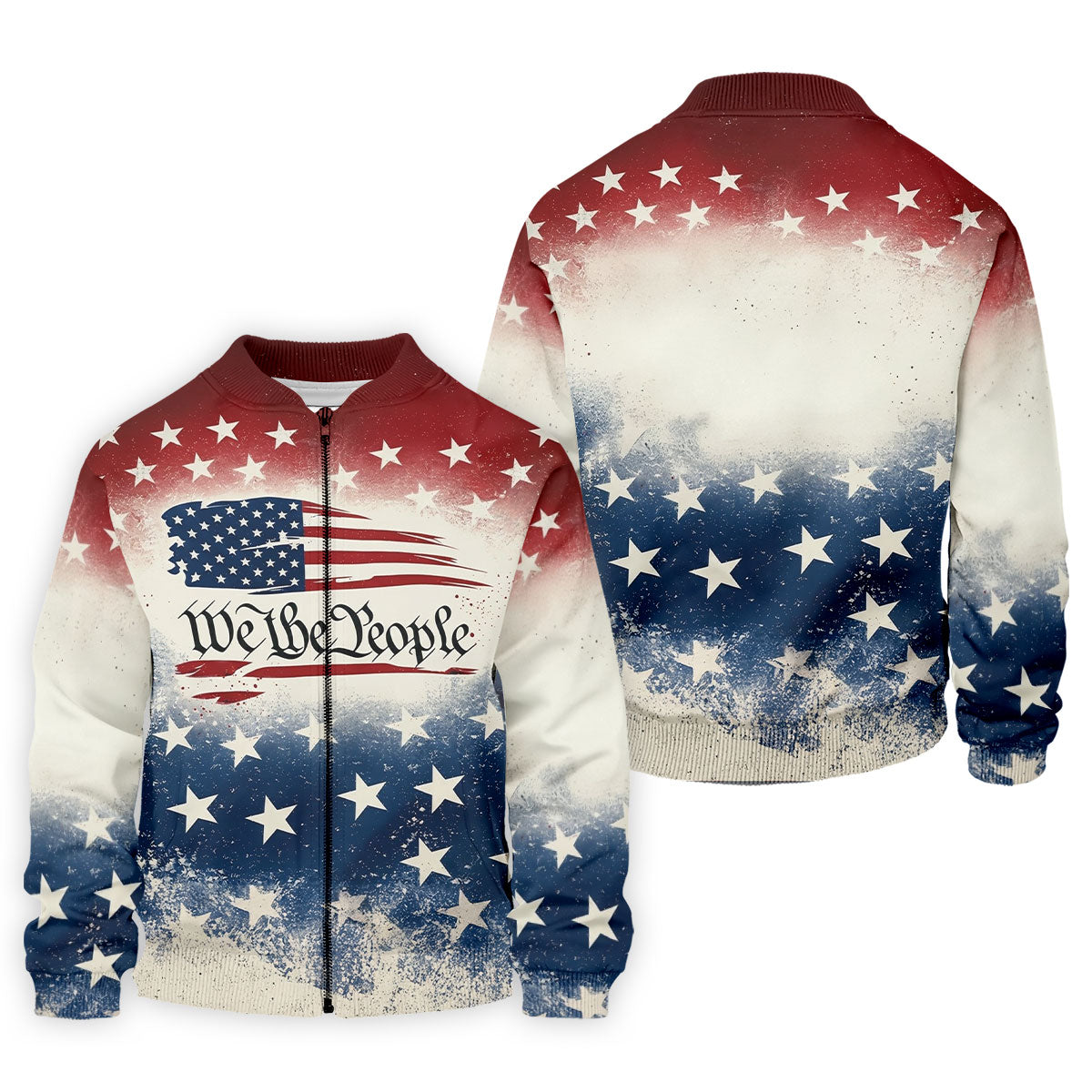 We The People Star And Stripe Distressed Pattern Patriotic Golf Shirt, 250 Years 4th Of July Golf Shirts For Men