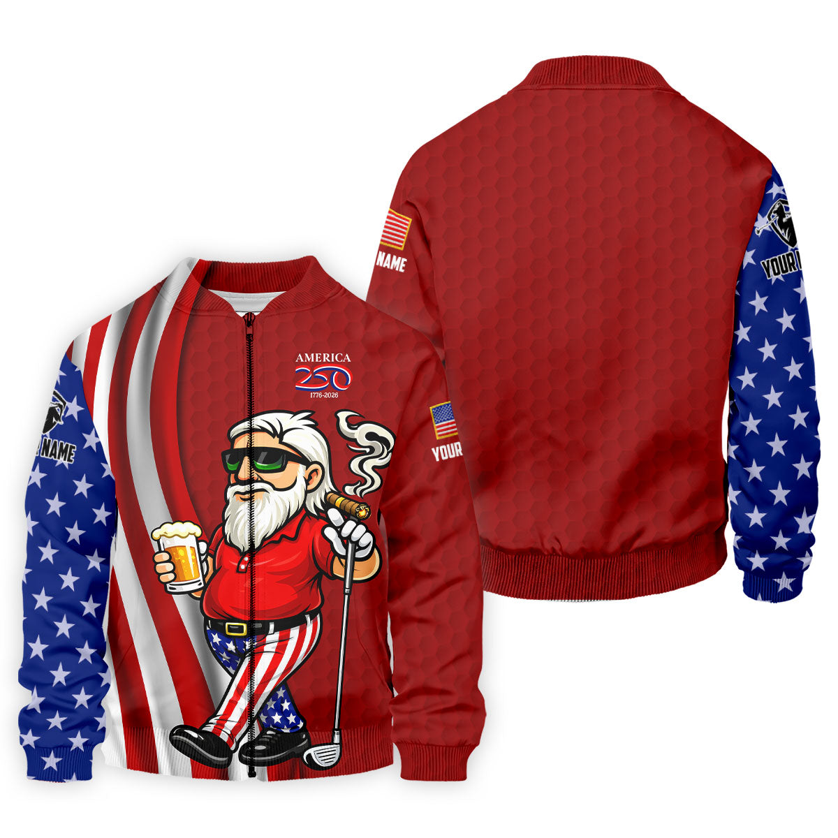 America 250 Patriotic Man 4th Of July Red Golf Shirt, Golf And Beer Golf Shirts For Men