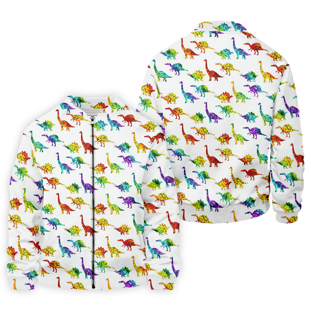 Colorful Dinosaur White Golf Shirt, Golf Tops For Men, Golf Shirts For Men, Polo ShirtFor Men