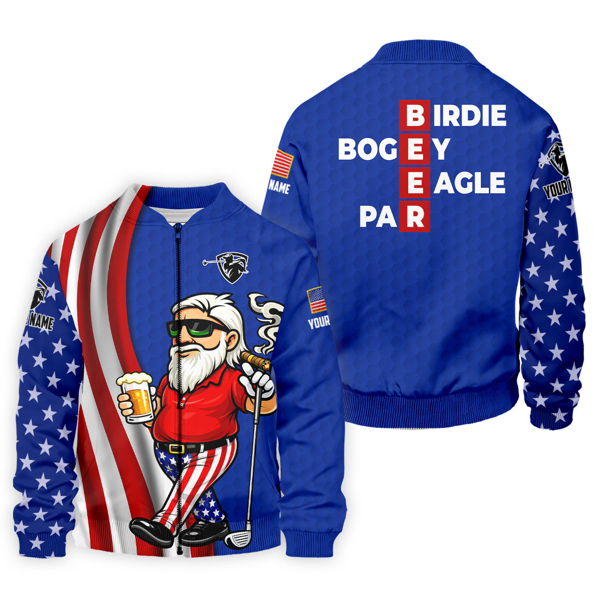 Patriotic Man Golf And Beer Funny 4th Of July Navy Golf Shirt, 250 Years Of America Golf Shirts For Men