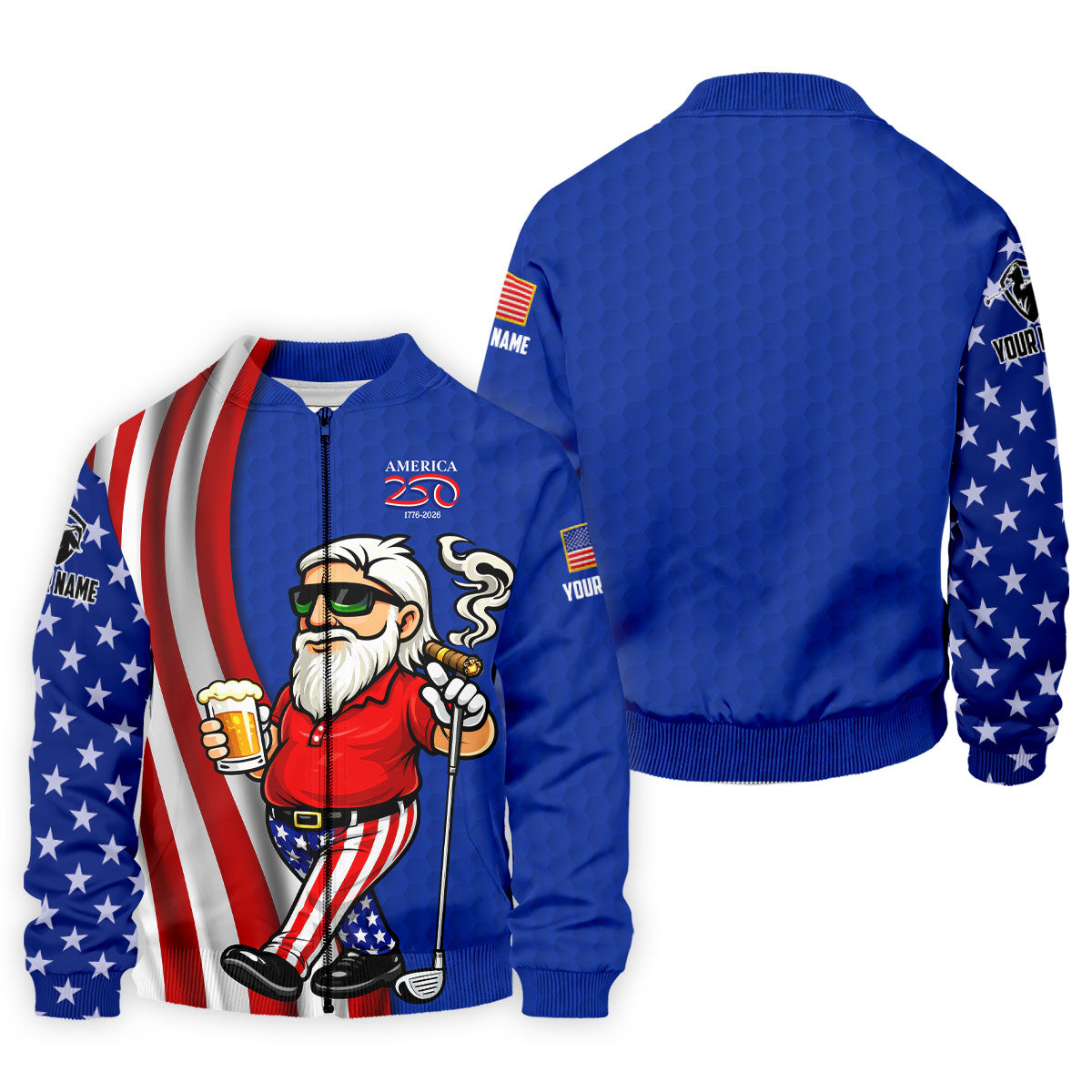 America 250 Patriotic Man 4th Of July Navy Golf Shirt, Golf And Beer Golf Shirts For Men